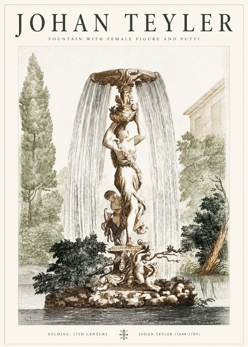 Johan Teyler Fountain with Allegorical Figures No2 - Poszter