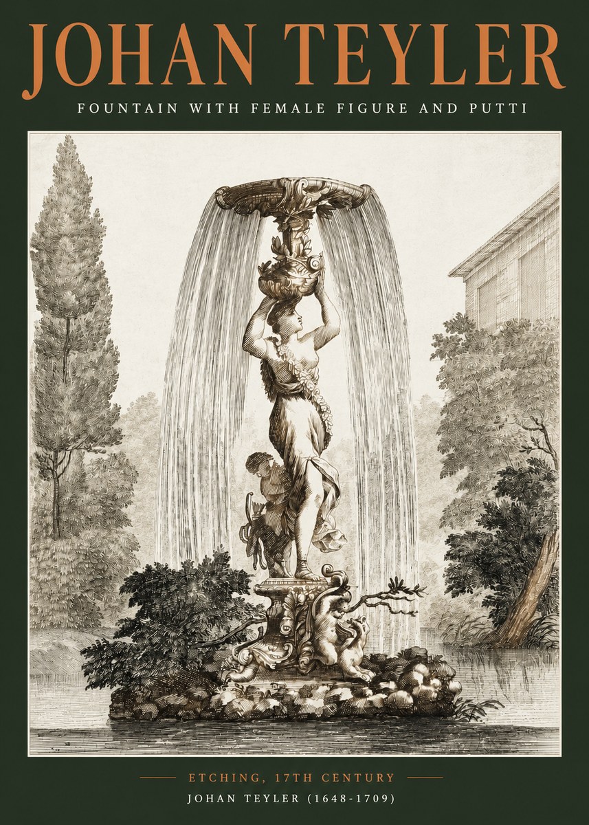 Johan Teyler Fountain with Allegorical Figures No3 - Poszter