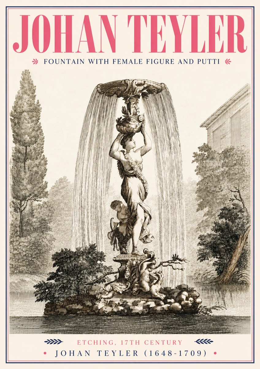 Johan Teyler Fountain with Allegorical Figures No5 - Poszter
