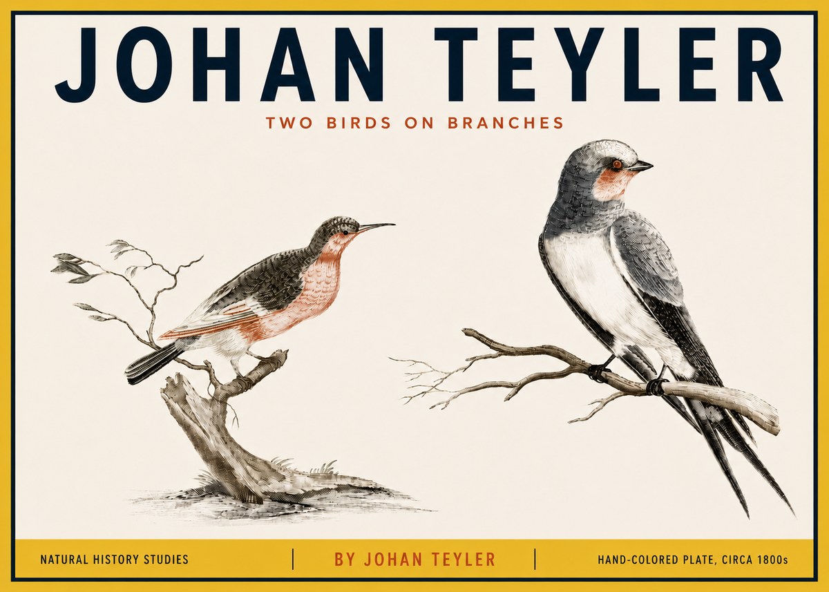 Johan Teyler Two Birds on Branches No5 - Poszter