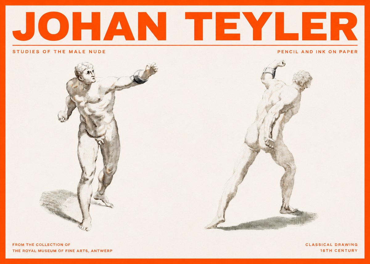 Johan Teyler Studies of the Male Nude No2 - Poszter