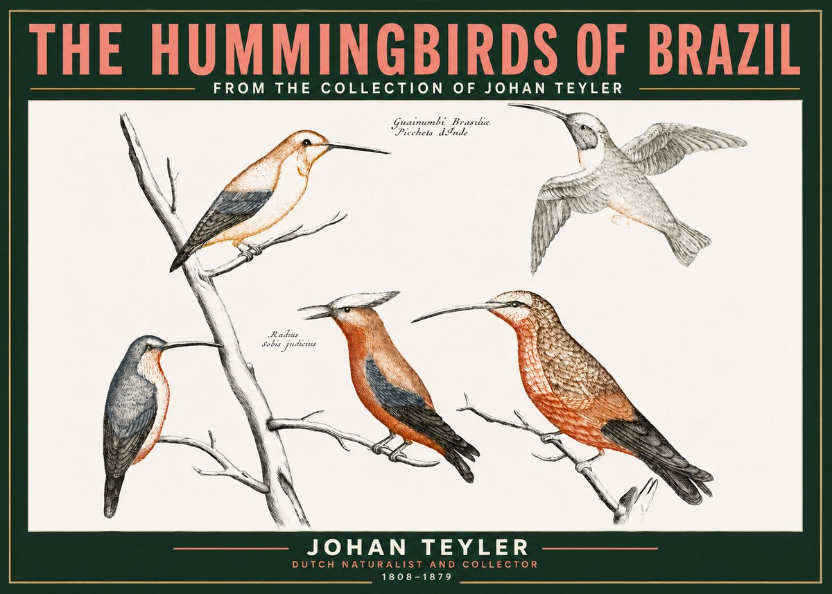 Johan Teyler The Hummingbirds of Brazil from the Collection of Johan Teyler No2 - Poszter