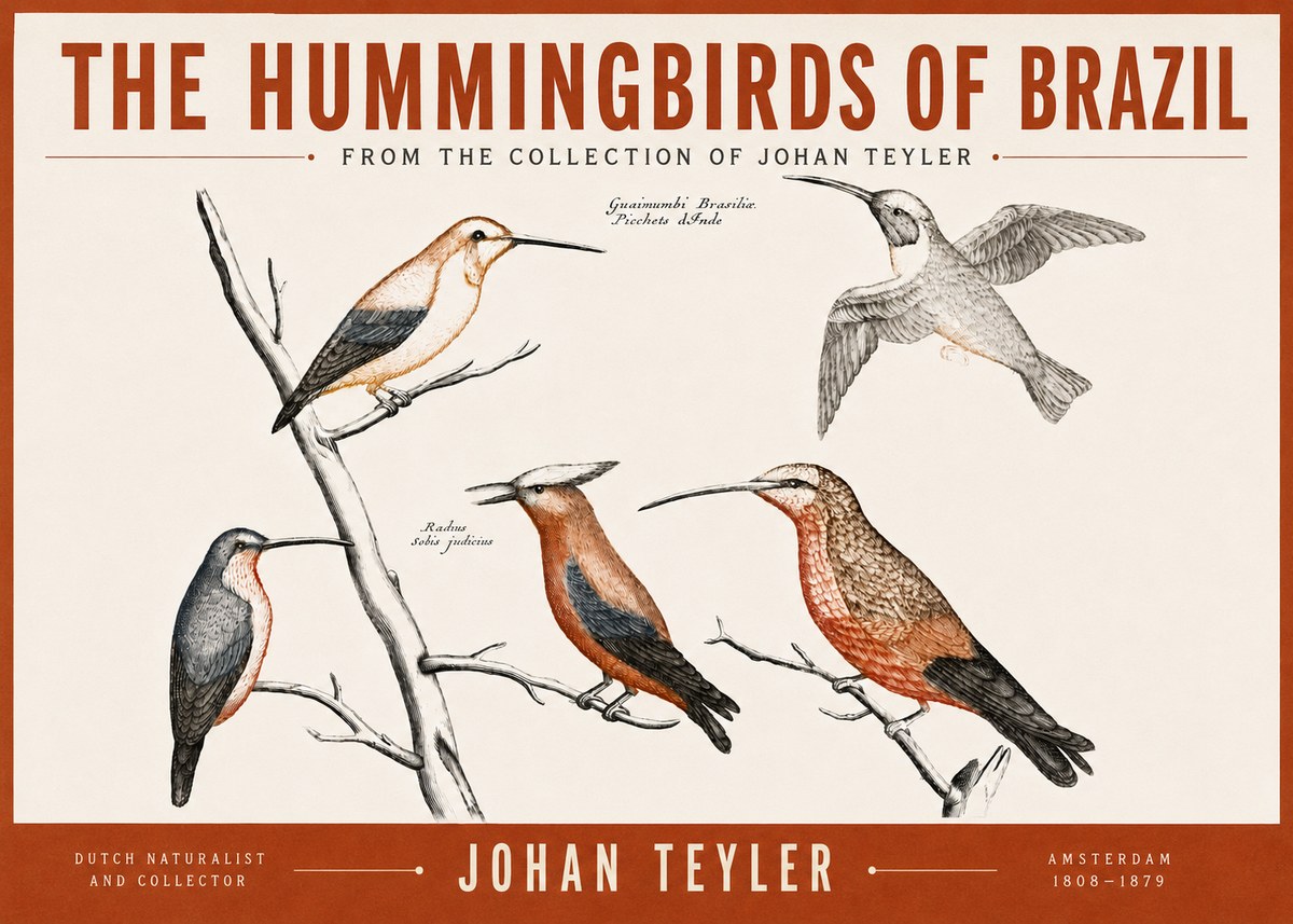 Johan Teyler The Hummingbirds of Brazil from the Collection of Johan Teyler No3 - Poszter