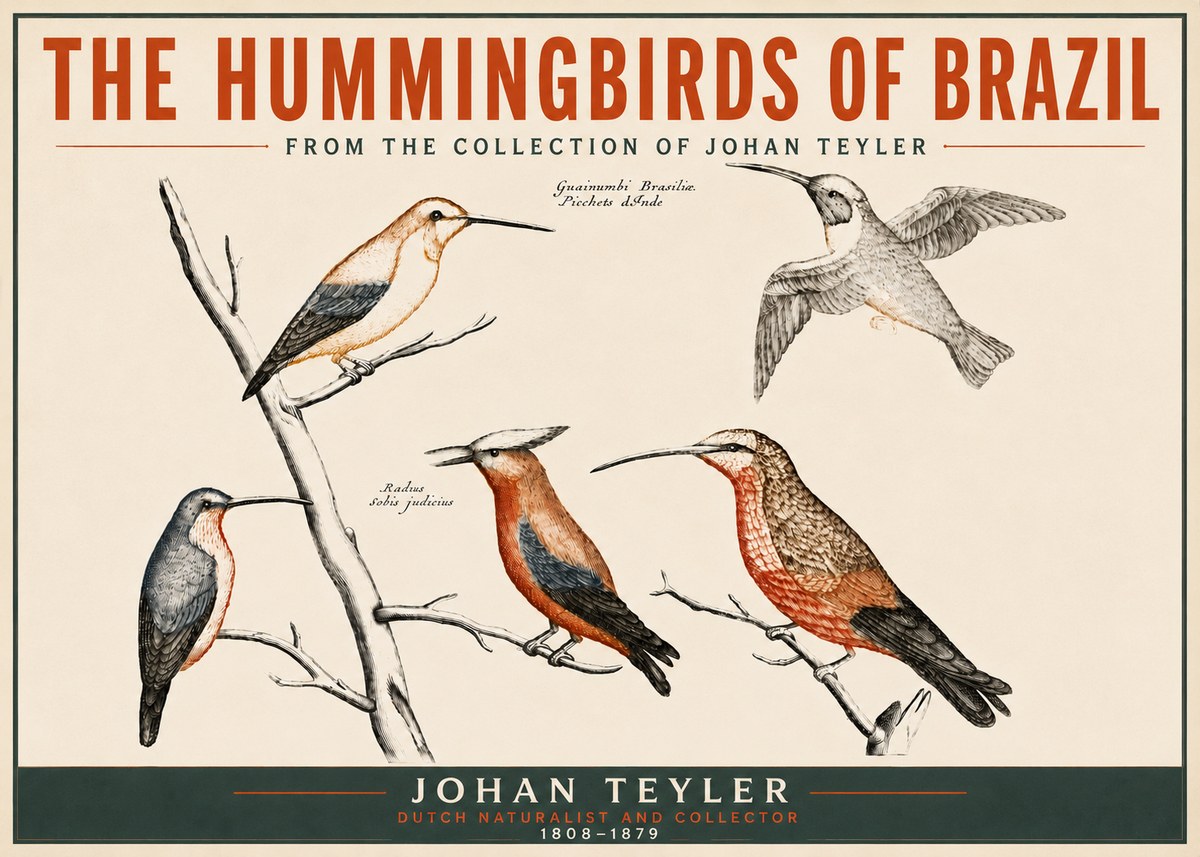 Johan Teyler The Hummingbirds of Brazil from the Collection of Johan Teyler No5 - Poszter
