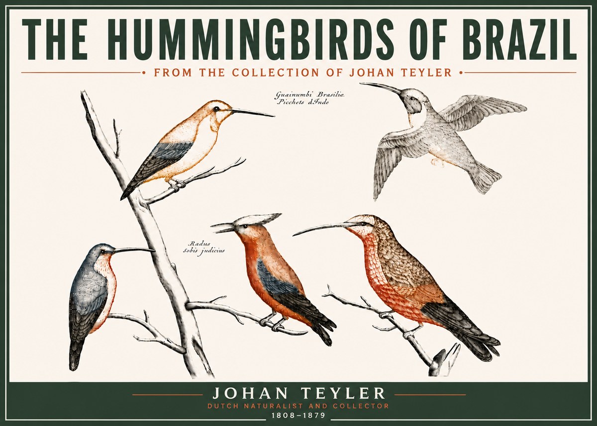 Johan Teyler The Hummingbirds of Brazil from the Collection of Johan Teyler No6 - Poszter