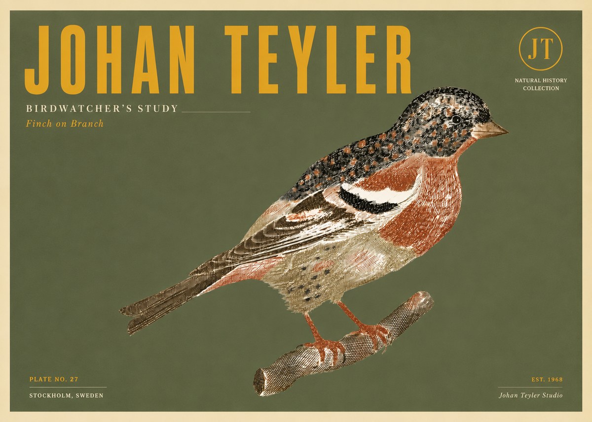 Johan Teyler Finch on Branch No5 - Poszter