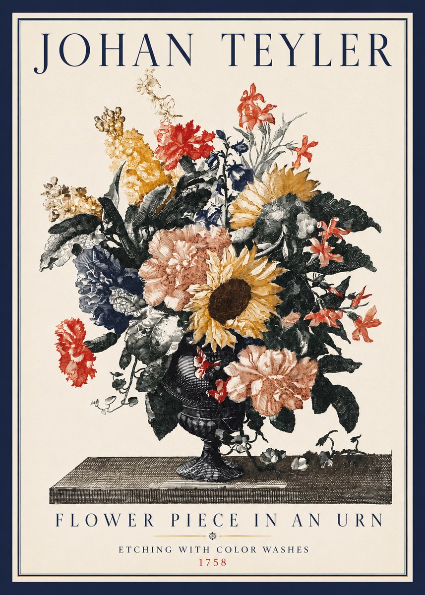 Johan Teyler Flower Piece in an Urn I No3 - Poszter