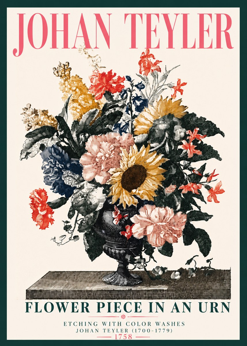 Johan Teyler Flower Piece in an Urn I No4 - Poszter