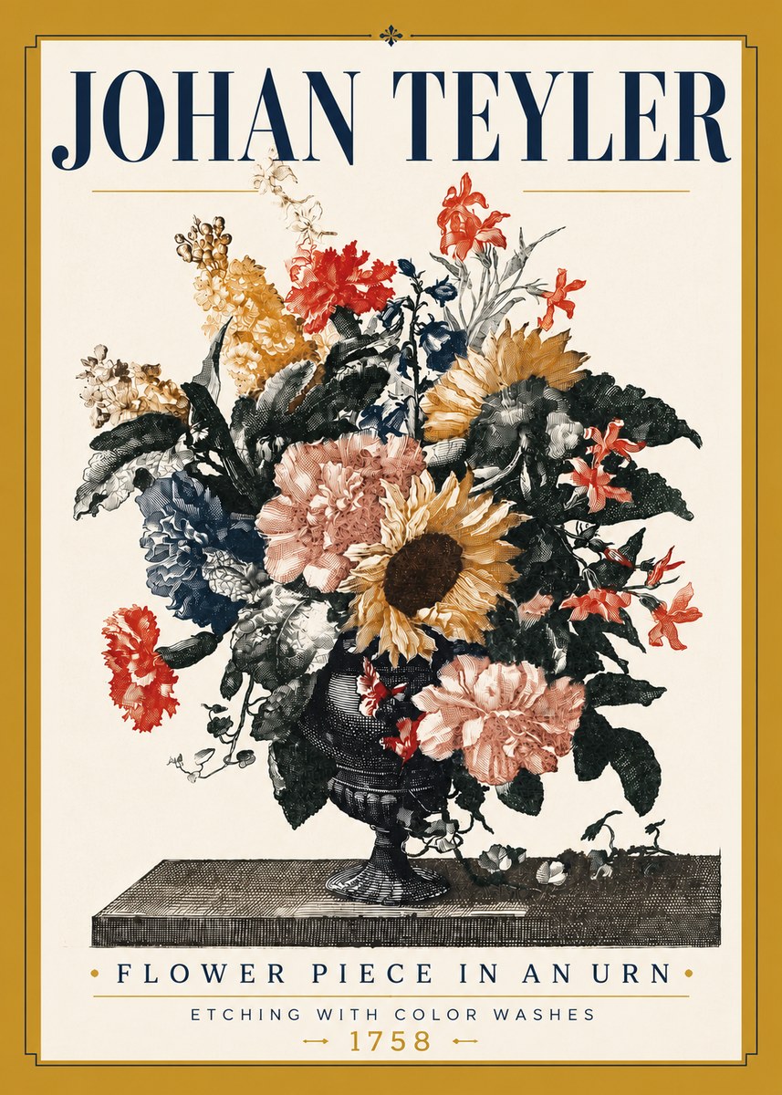 Johan Teyler Flower Piece in an Urn I No5 - Poszter