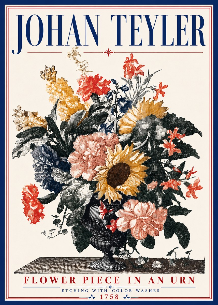 Johan Teyler Flower Piece in an Urn I No6 - Poszter