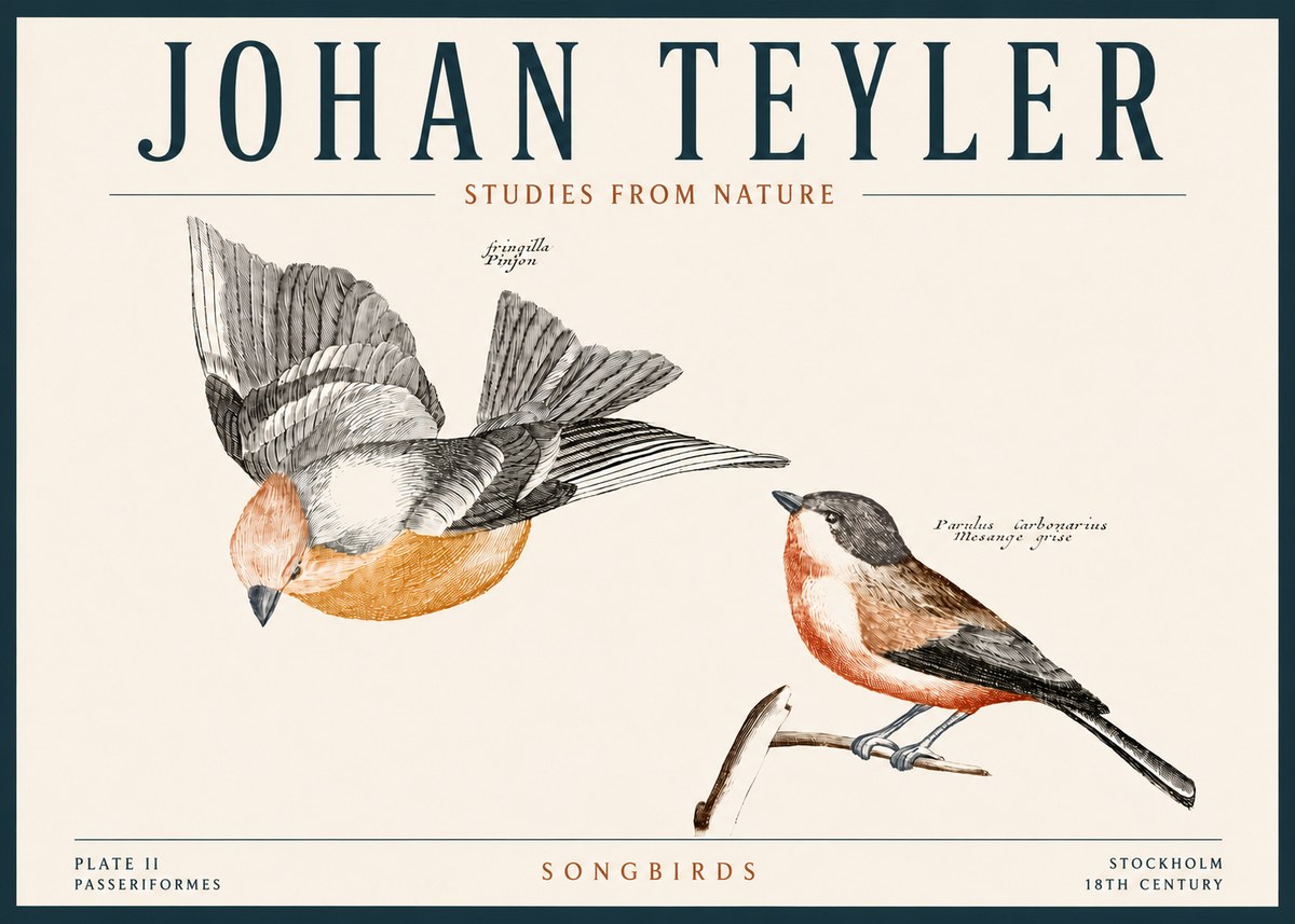 Johan Teyler Songbirds - Plate Ii No4 - Poszter