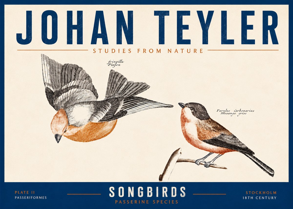 Johan Teyler Songbirds - Plate Ii No6 - Poszter