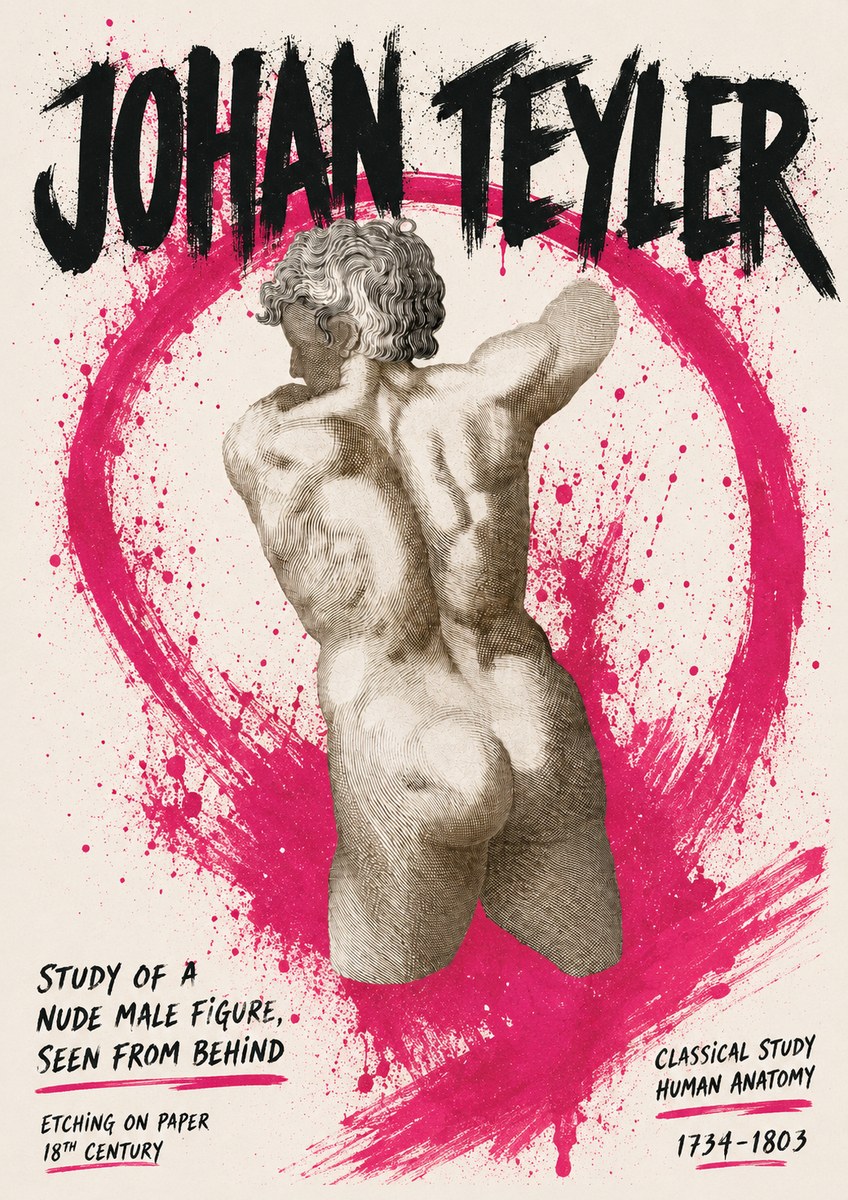 Johan Teyler Study of a Nude Male Figure, Seen from Behind No5 - Poszter