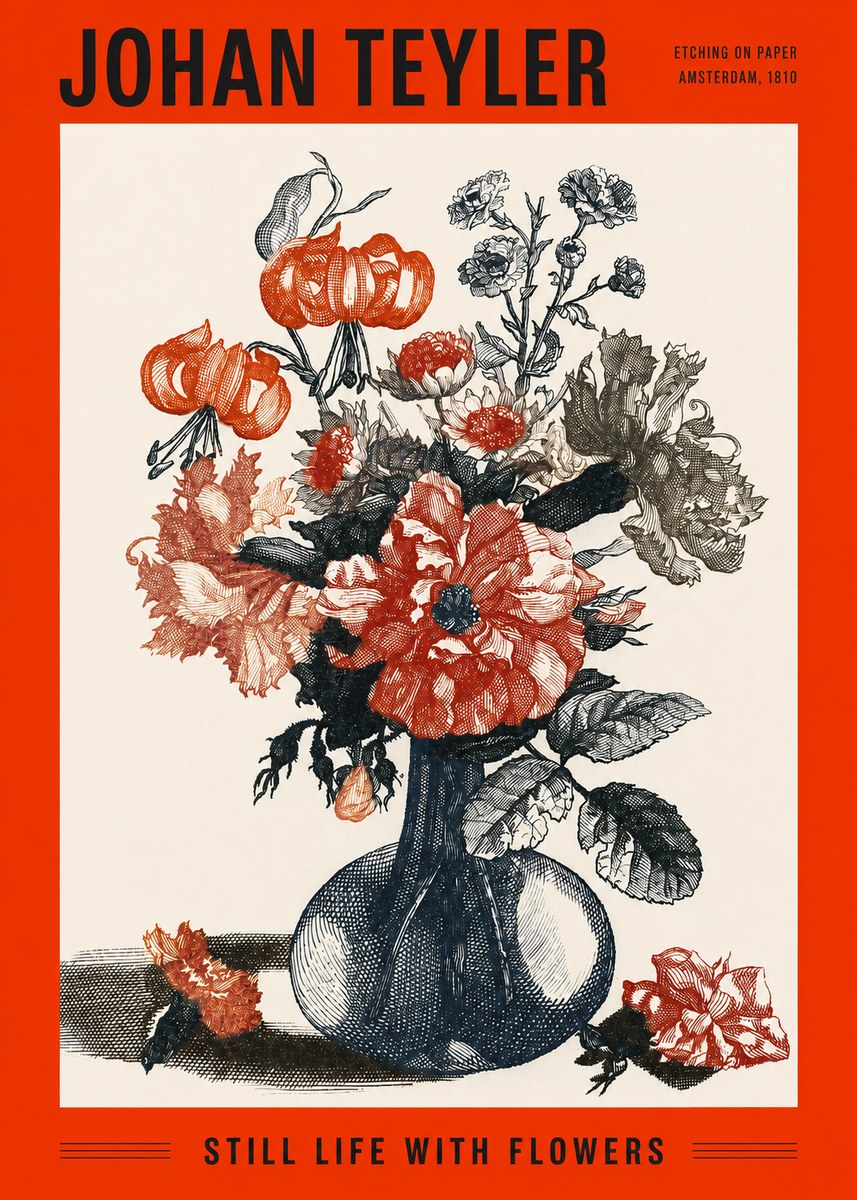 Johan Teyler Still Life with Flowers No2 - Poszter