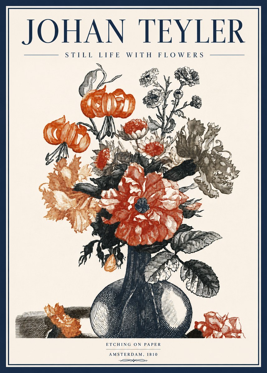 Johan Teyler Still Life with Flowers No3 - Poszter