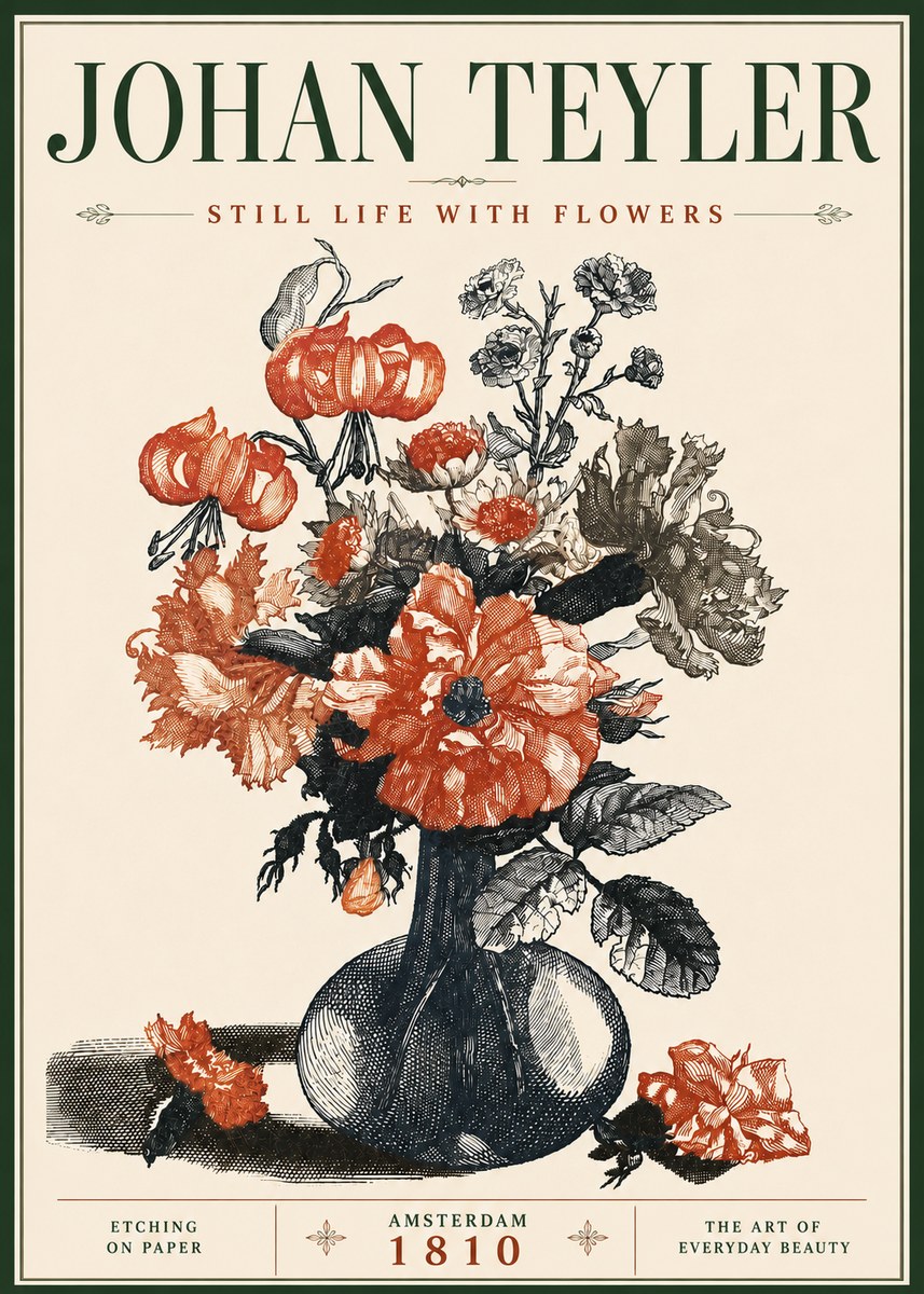 Johan Teyler Still Life with Flowers No6 - Poszter