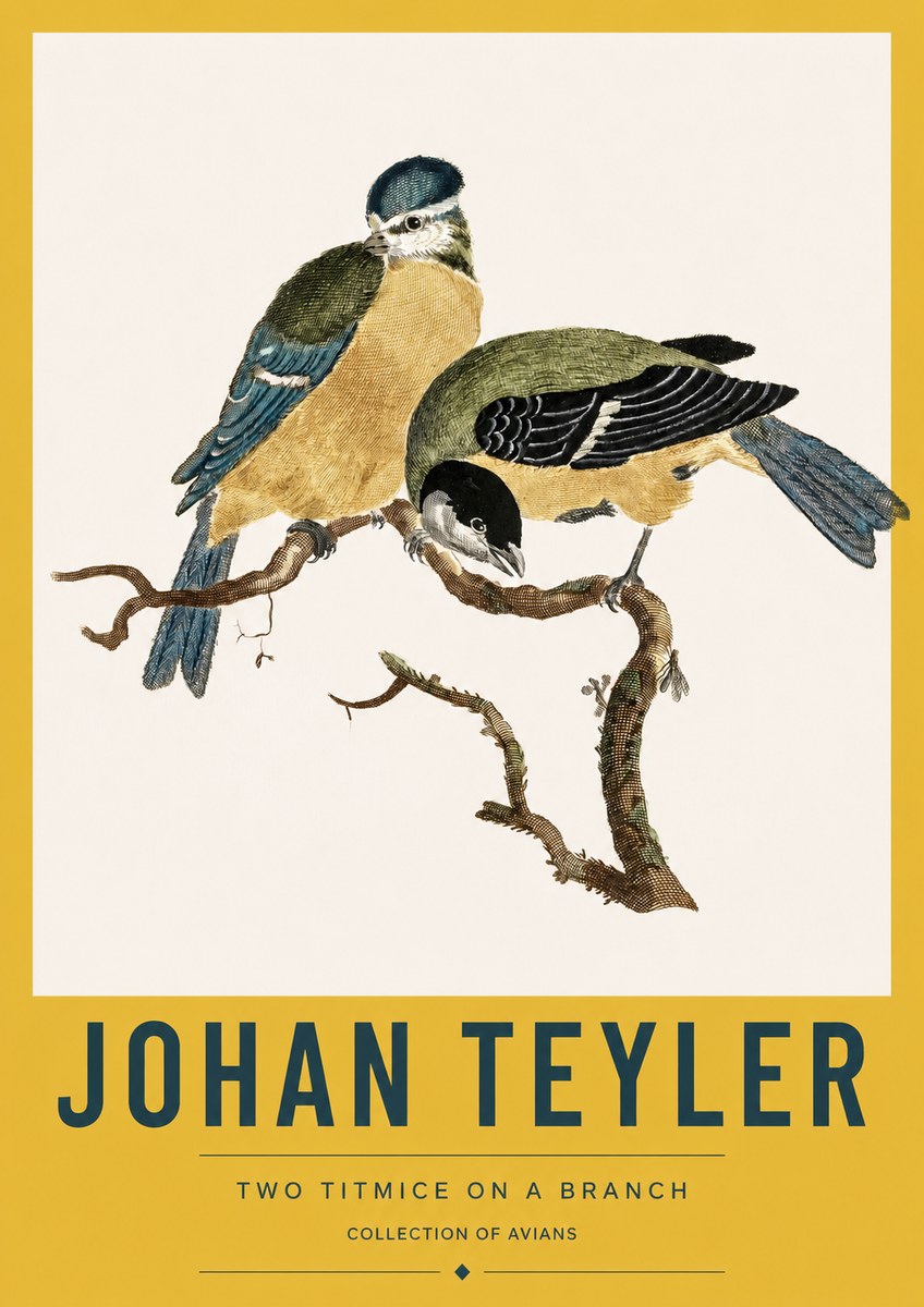 Johan Teyler Two Titmice on a Branch No3 - Poszter