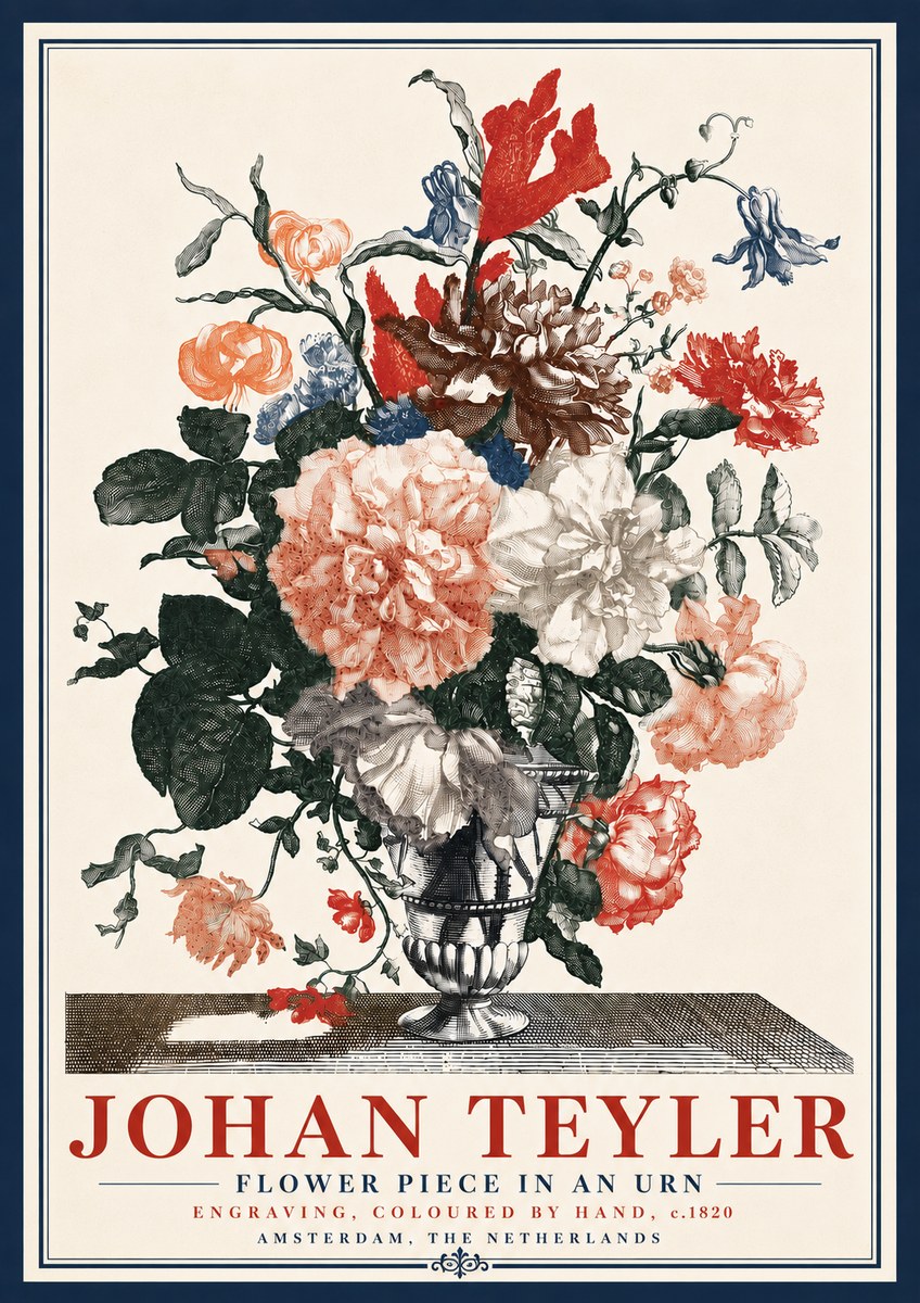 Johan Teyler Flower Piece in an Urn II No6 - Poszter