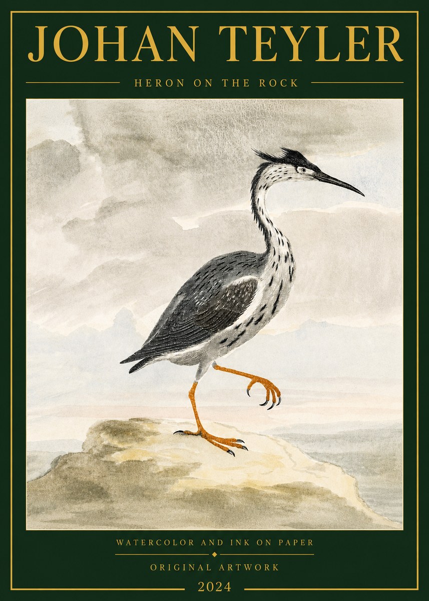 Johan Teyler Heron on the Rock No3 - Poszter