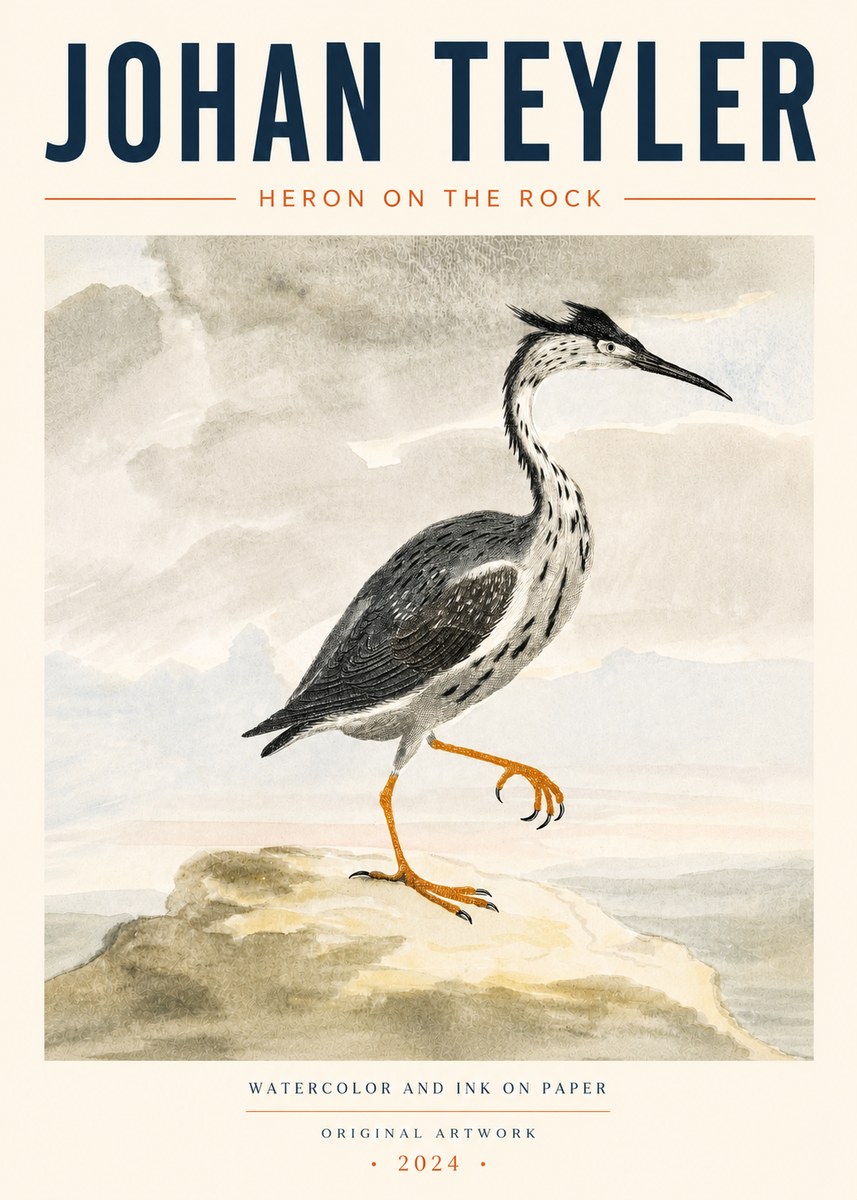 Johan Teyler Heron on the Rock No4 - Poszter