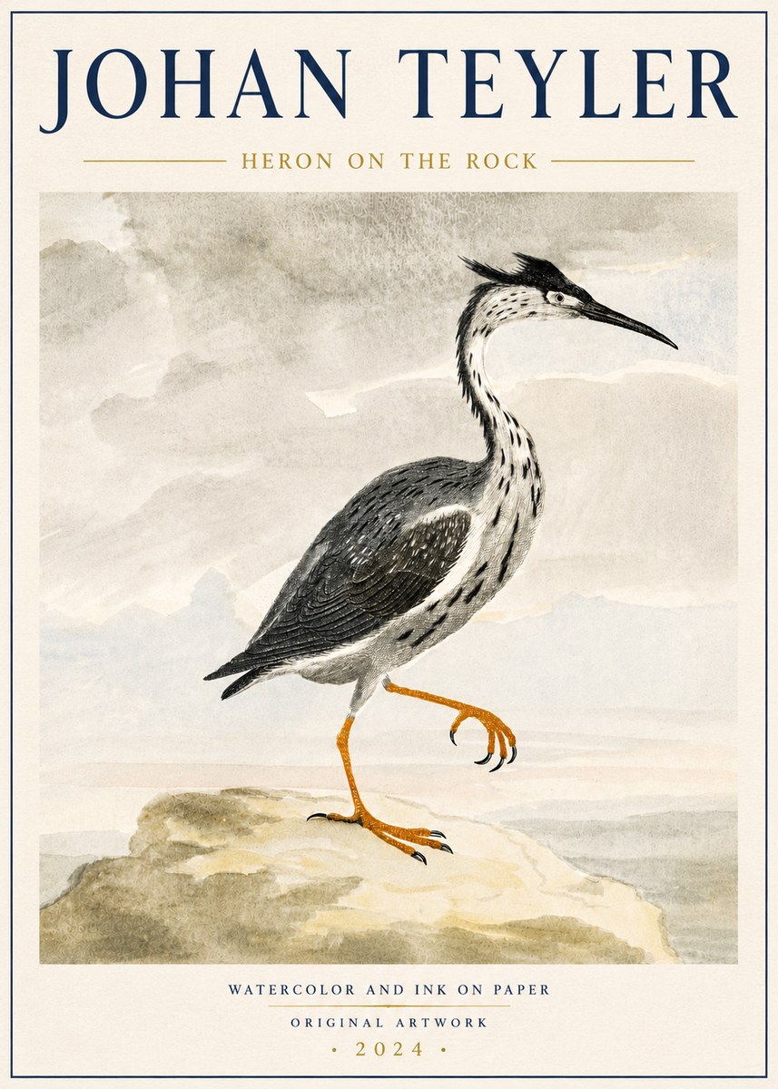 Johan Teyler Heron on the Rock No6 - Poszter