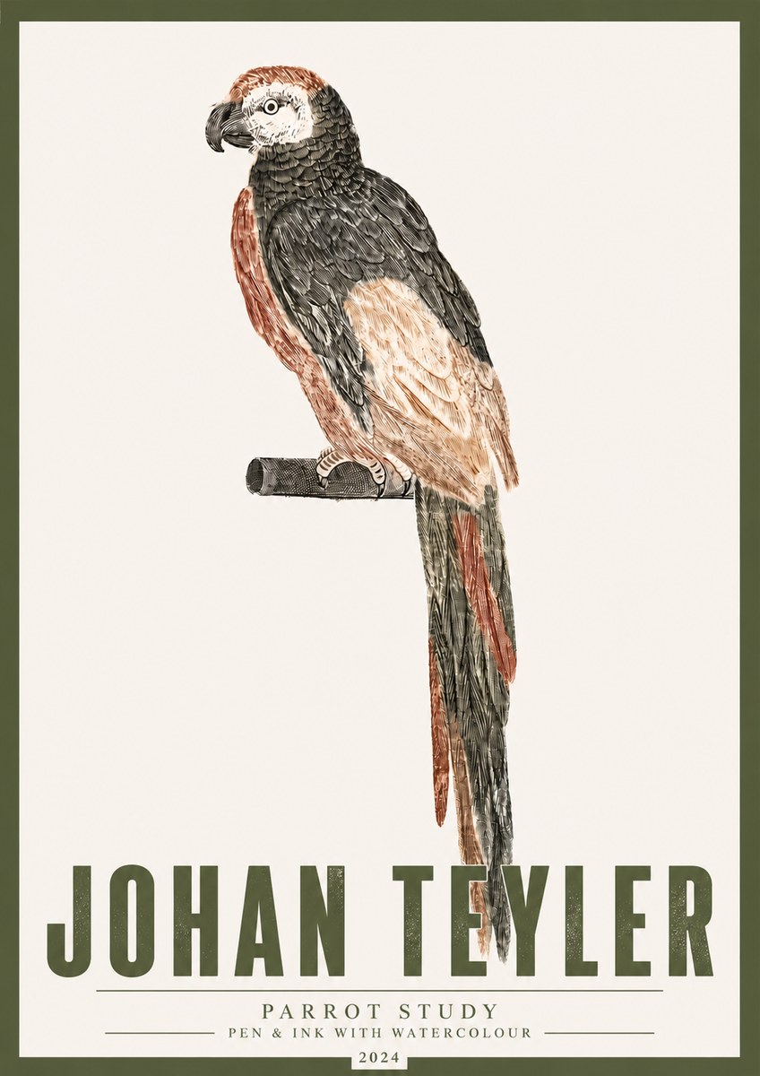 Johan Teyler Parrot Study II No4 - Poszter