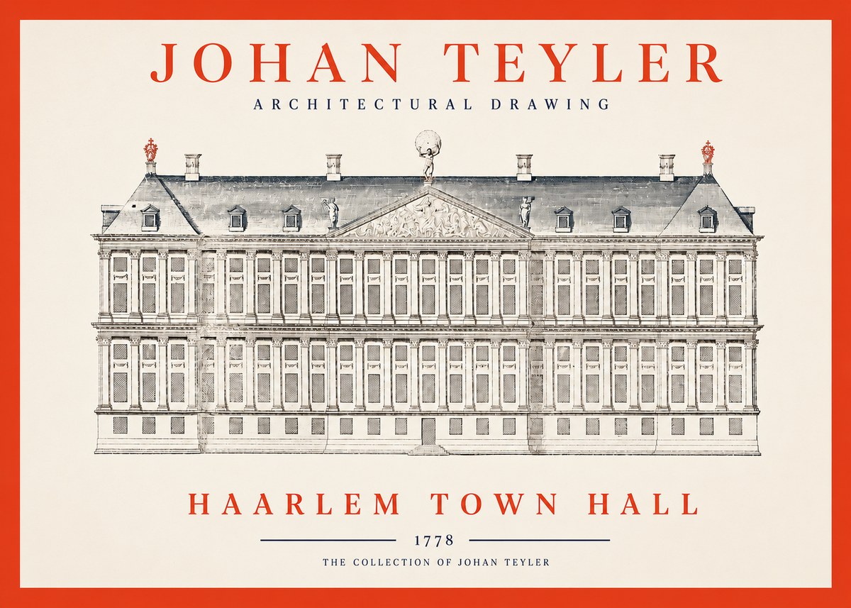 Johan Teyler Haarlem Town Hall - Elevation - 1778 No2 - Poszter