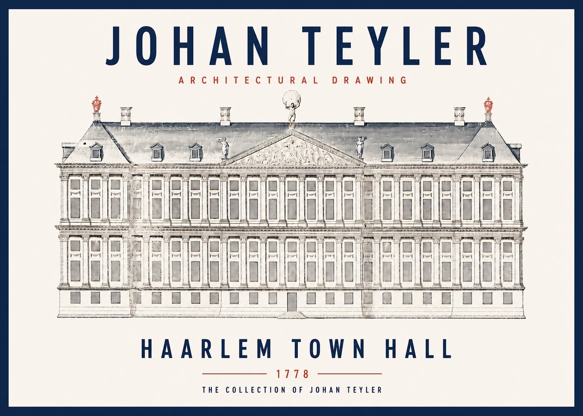 Johan Teyler Haarlem Town Hall - Elevation - 1778 No3 - Poszter