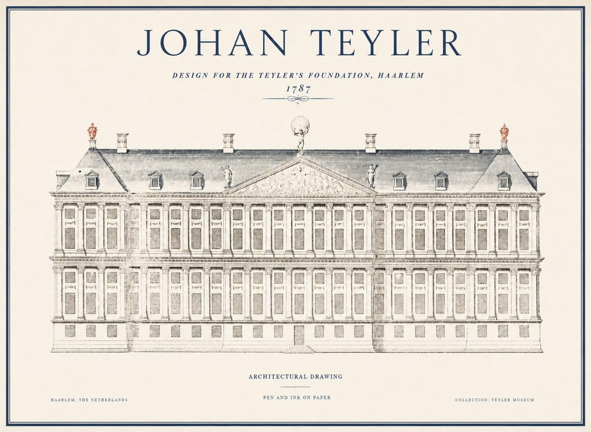 Johan Teyler Haarlem Town Hall - Elevation - 1778 No5 - Poszter