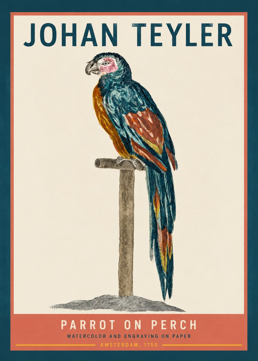 Johan Teyler Parrot on Perch No2 - Poszter