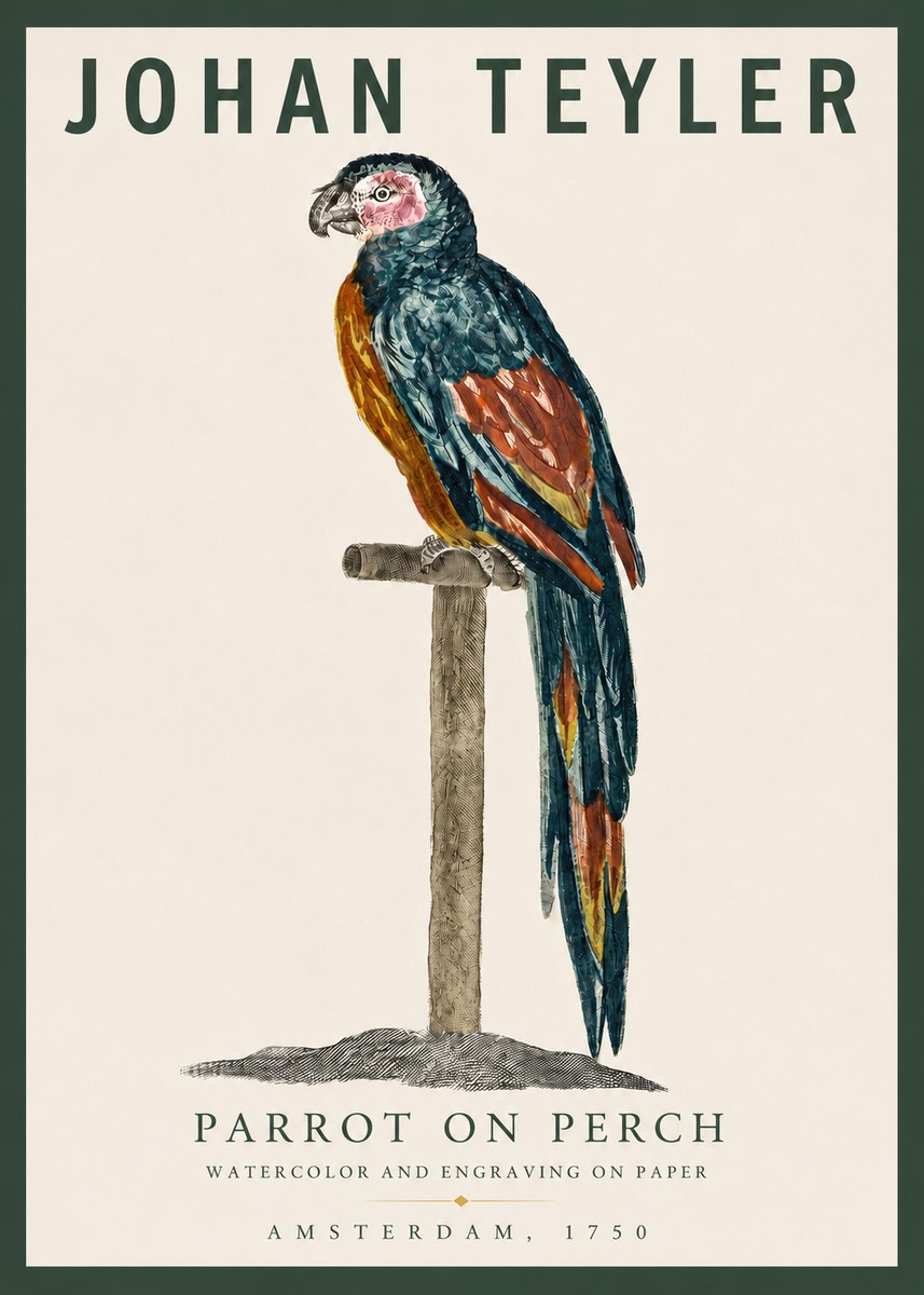 Johan Teyler Parrot on Perch No3 - Poszter