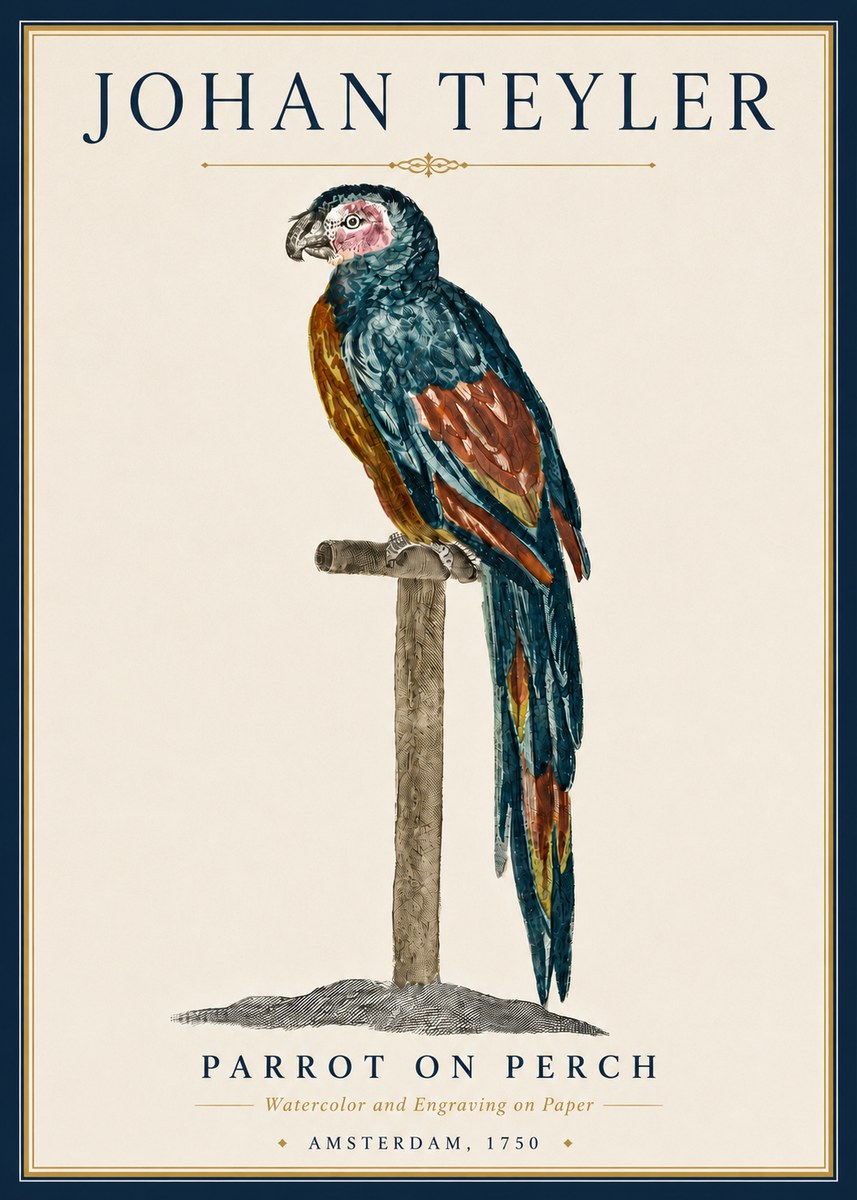 Johan Teyler Parrot on Perch No5 - Poszter