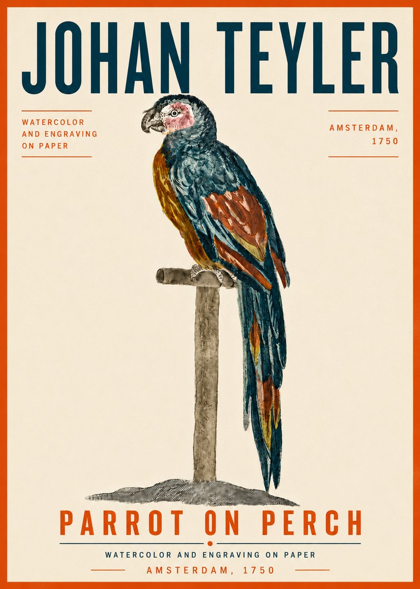 Johan Teyler Parrot on Perch No6 - Poszter