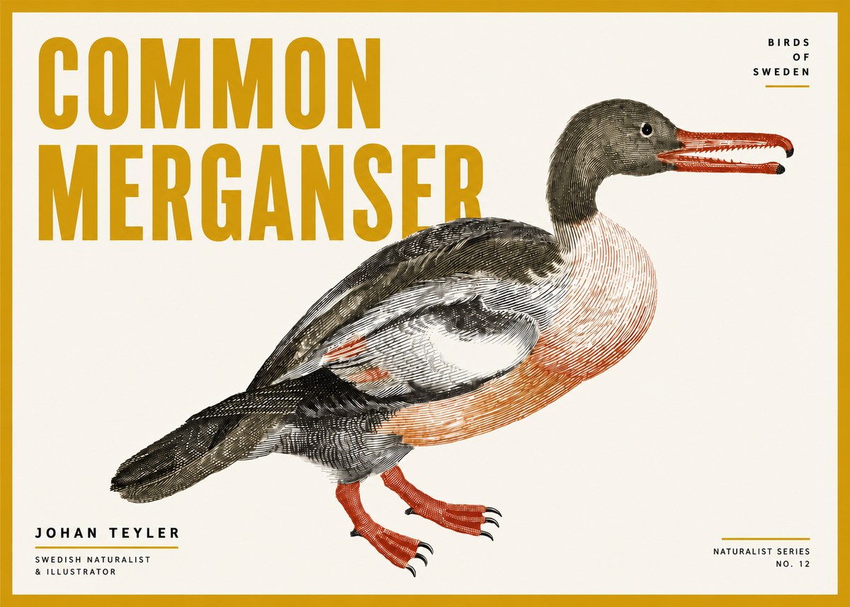 Johan Teyler Common Merganser No4 - Poszter