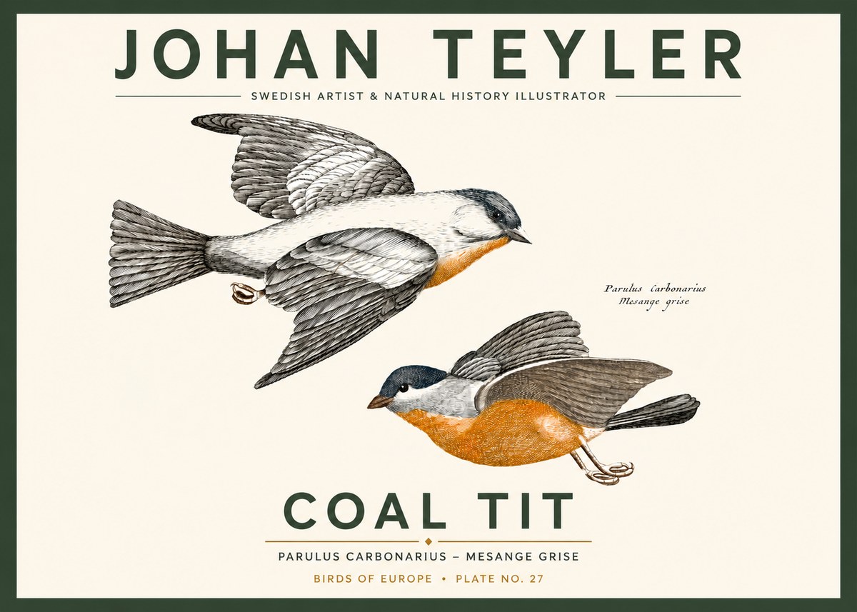 Johan Teyler Coal Tit No3 - Poszter
