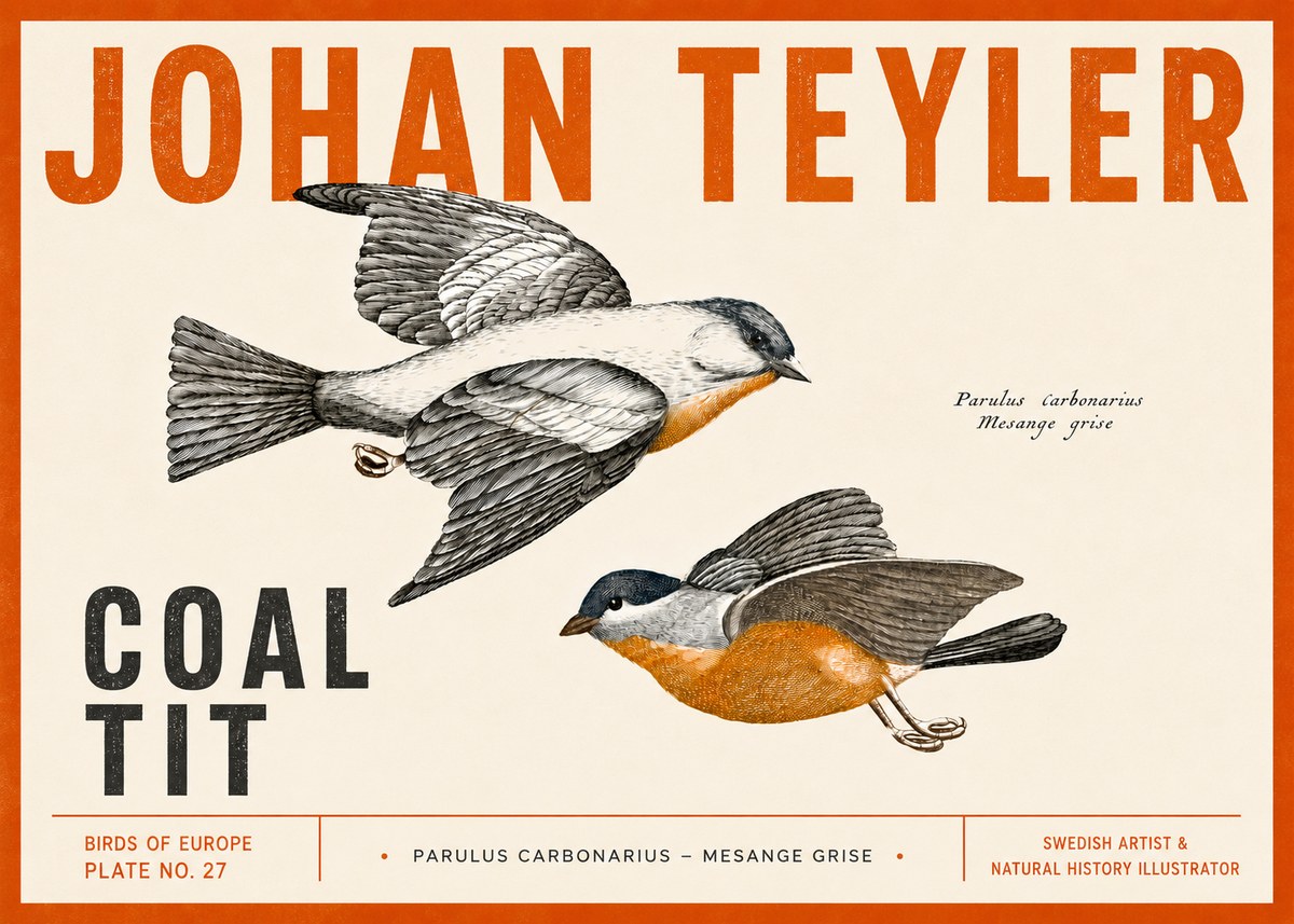Johan Teyler Coal Tit No5 - Poszter