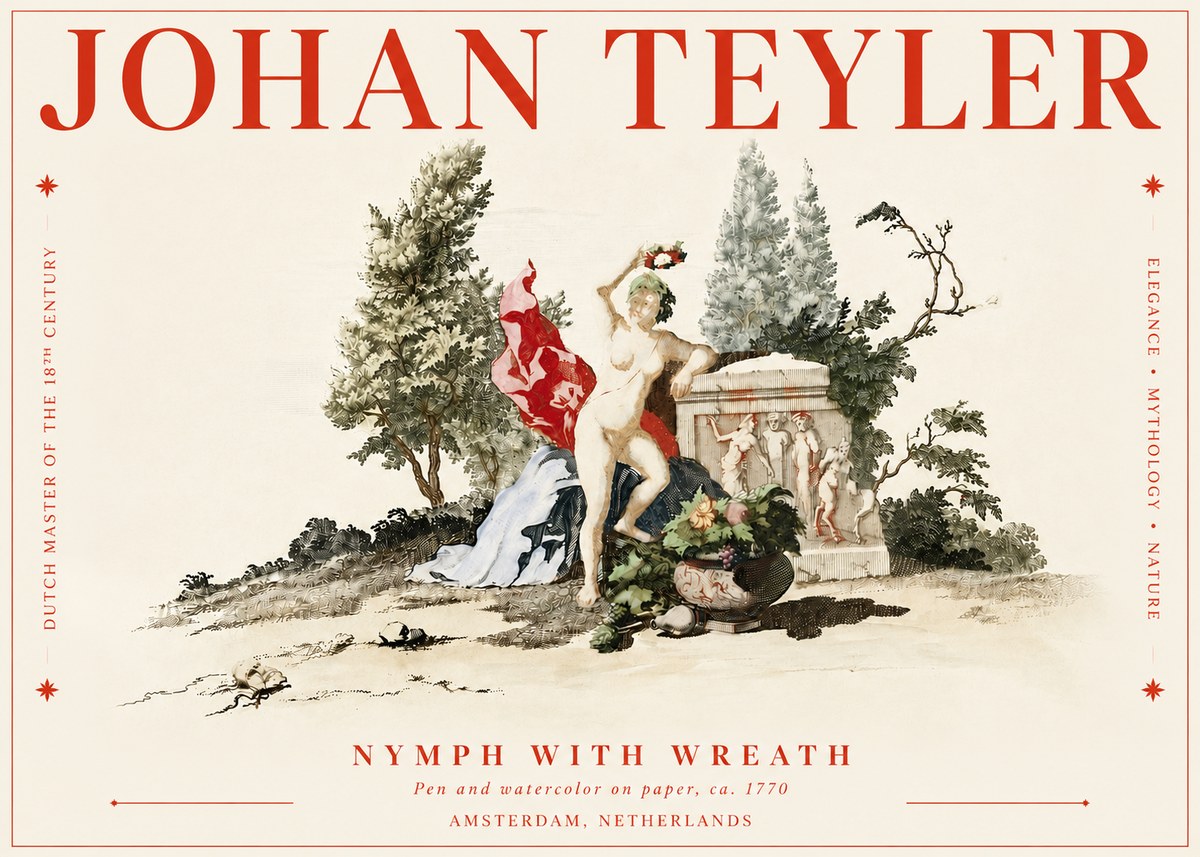 Johan Teyler Nymph with Wreath No4 - Poszter