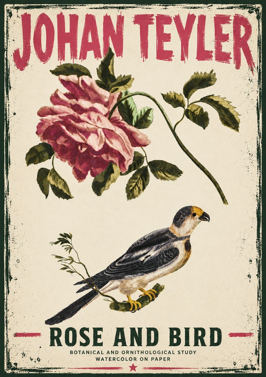 Johan Teyler Rose and Bird I No6 - Poszter