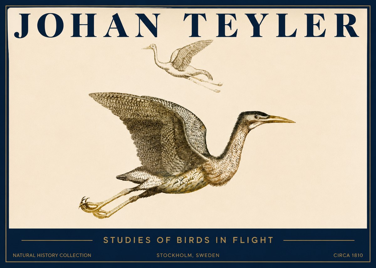 Johan Teyler Studies of Birds in Flight No3 - Poszter