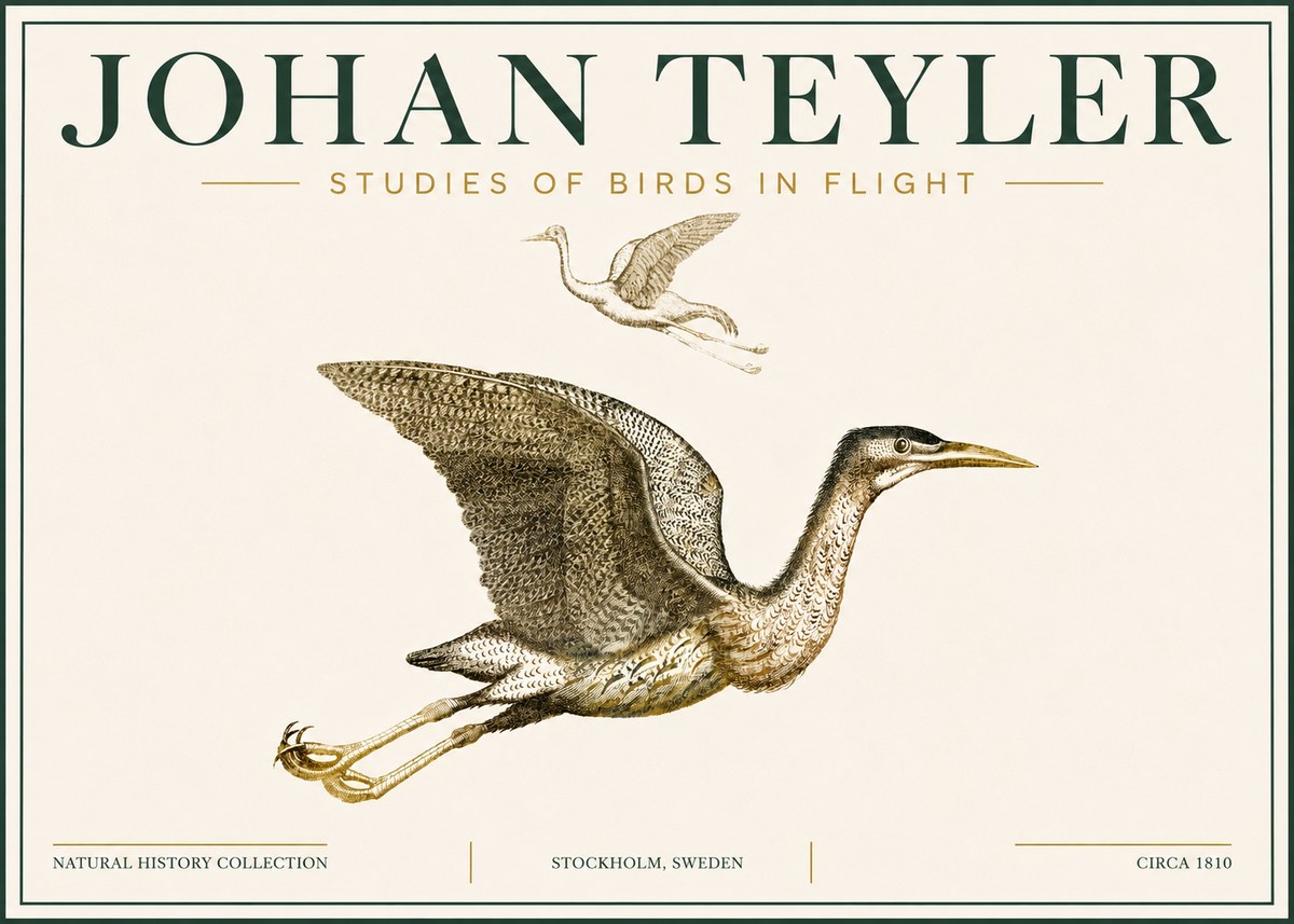 Johan Teyler Studies of Birds in Flight No6 - Poszter