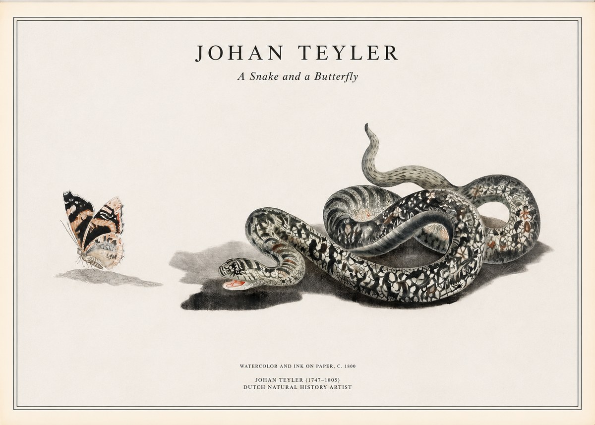 Johan Teyler Snake and Butterfly No2 - Poszter