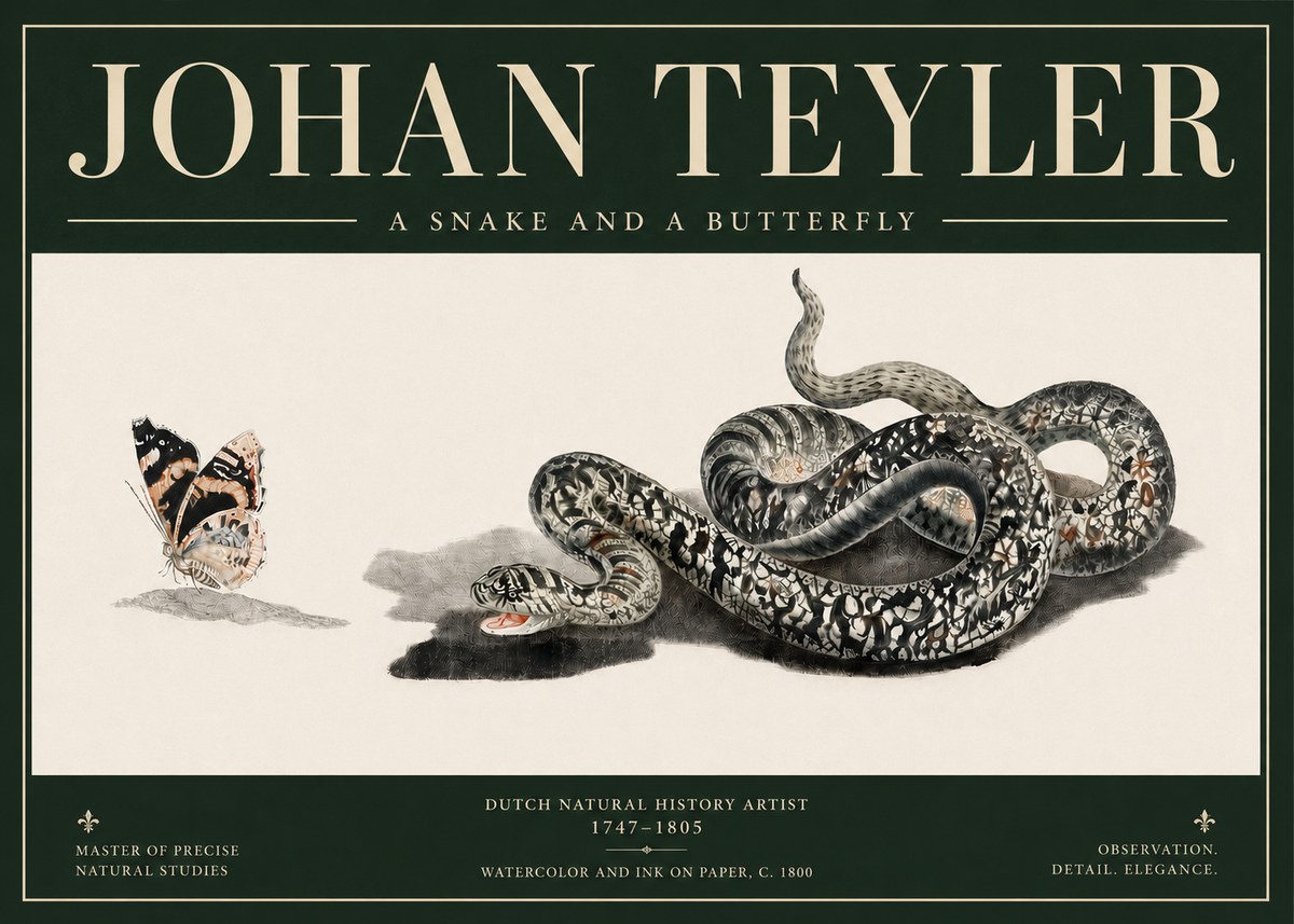 Johan Teyler Snake and Butterfly No5 - Poszter