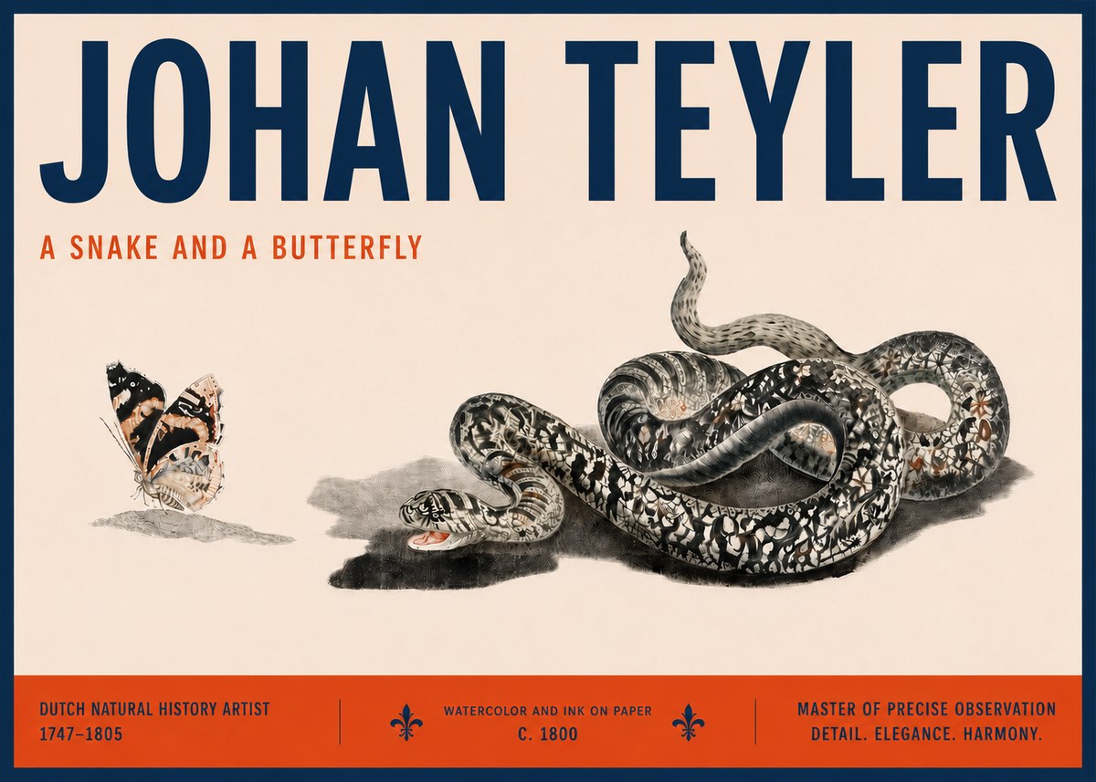 Johan Teyler Snake and Butterfly No6 - Poszter