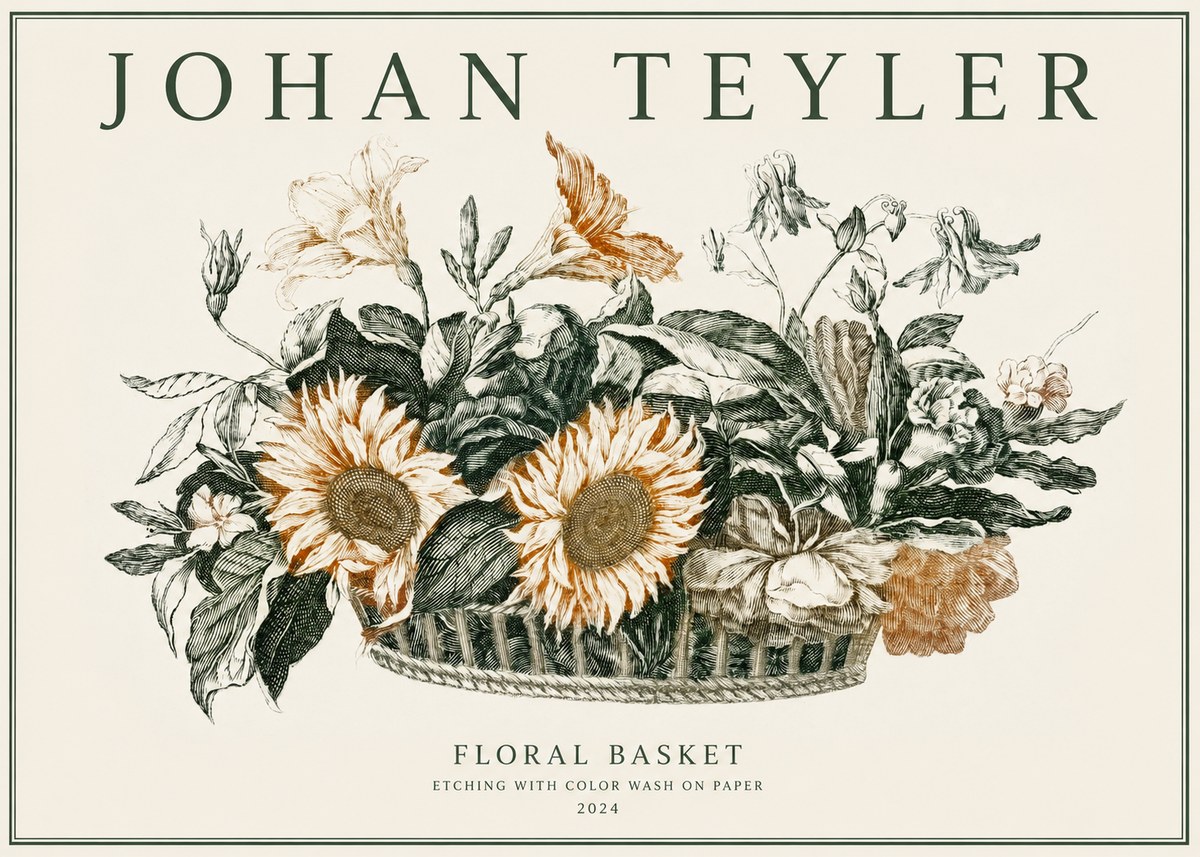 Johan Teyler Floral Basket No2 - Poszter