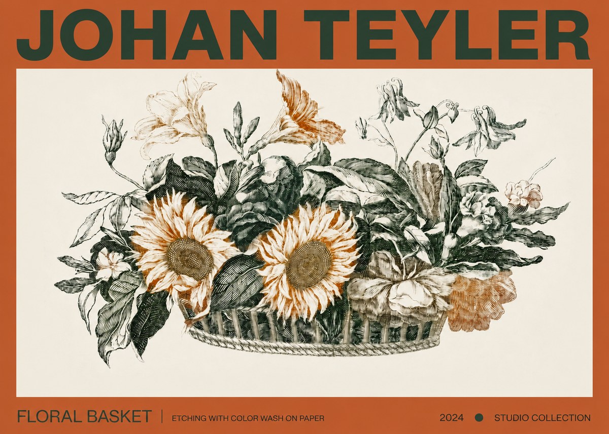 Johan Teyler Floral Basket No3 - Poszter