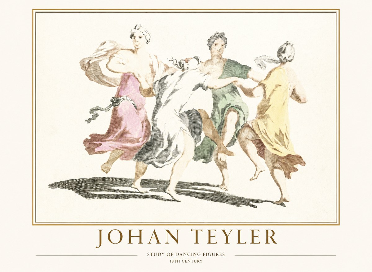 Johan Teyler Study of Dancing Figures No1 - Poszter