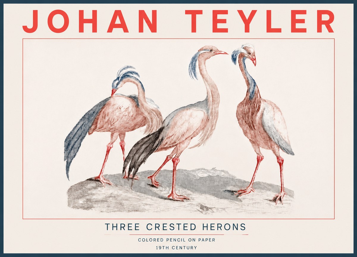 Johan Teyler Three Crested Herons No4 - Poszter