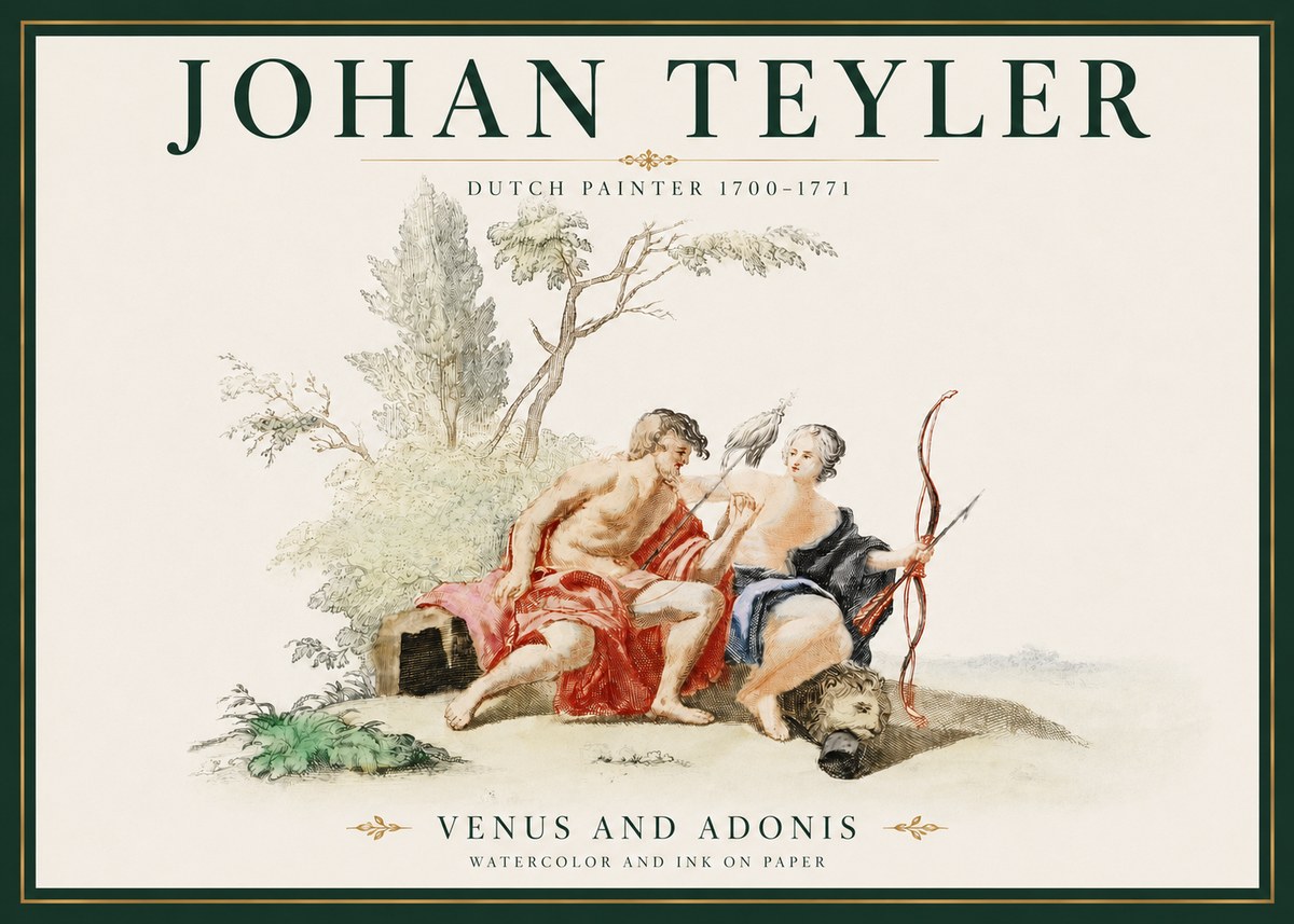 Johan Teyler Venus and Adonis No3 - Poszter
