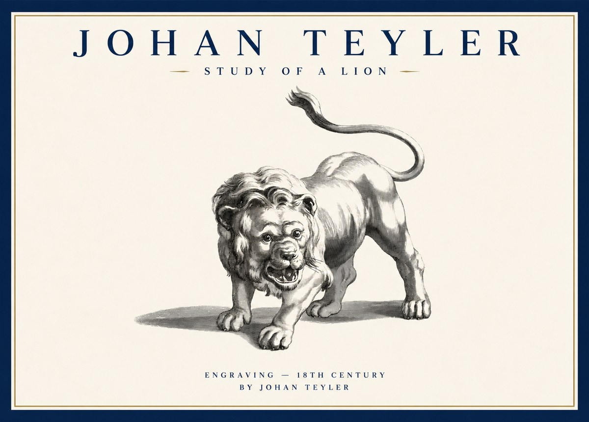 Johan Teyler Study of a Lion No1 - Poszter