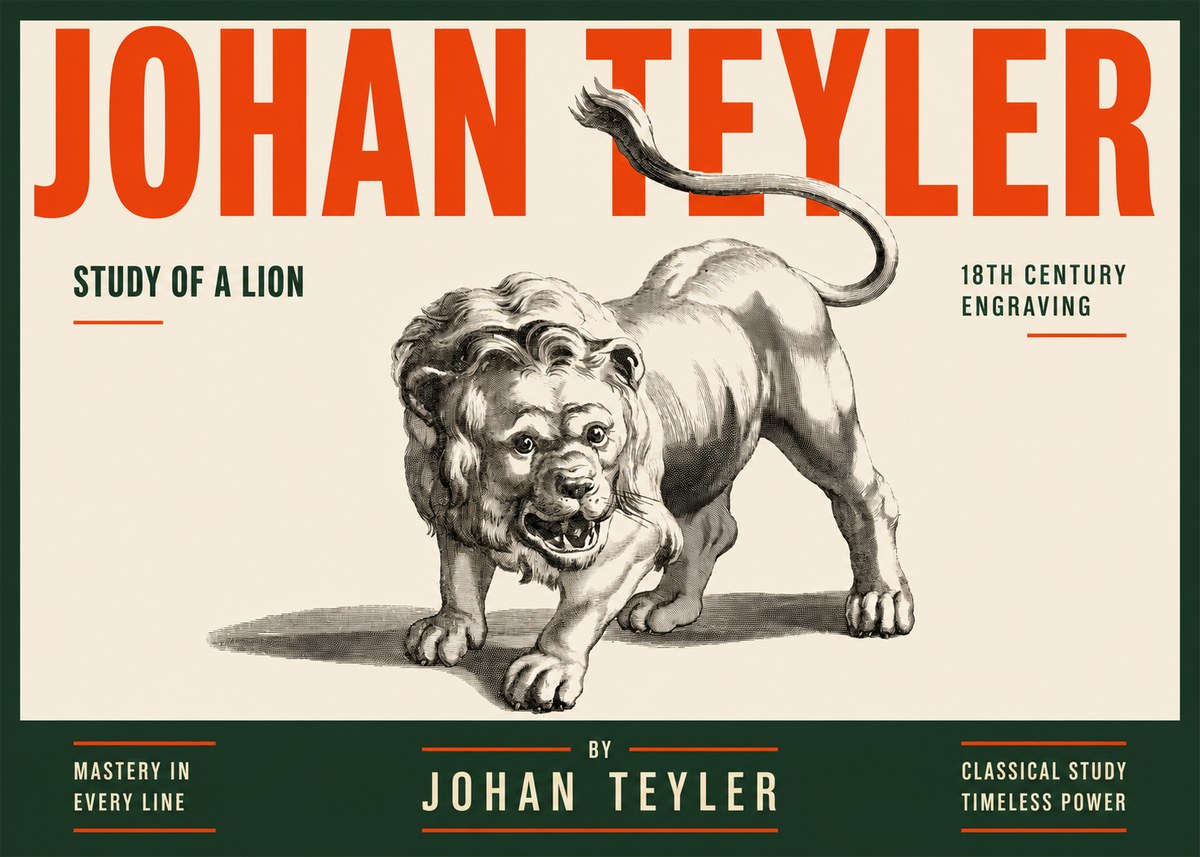 Johan Teyler Study of a Lion No2 - Poszter